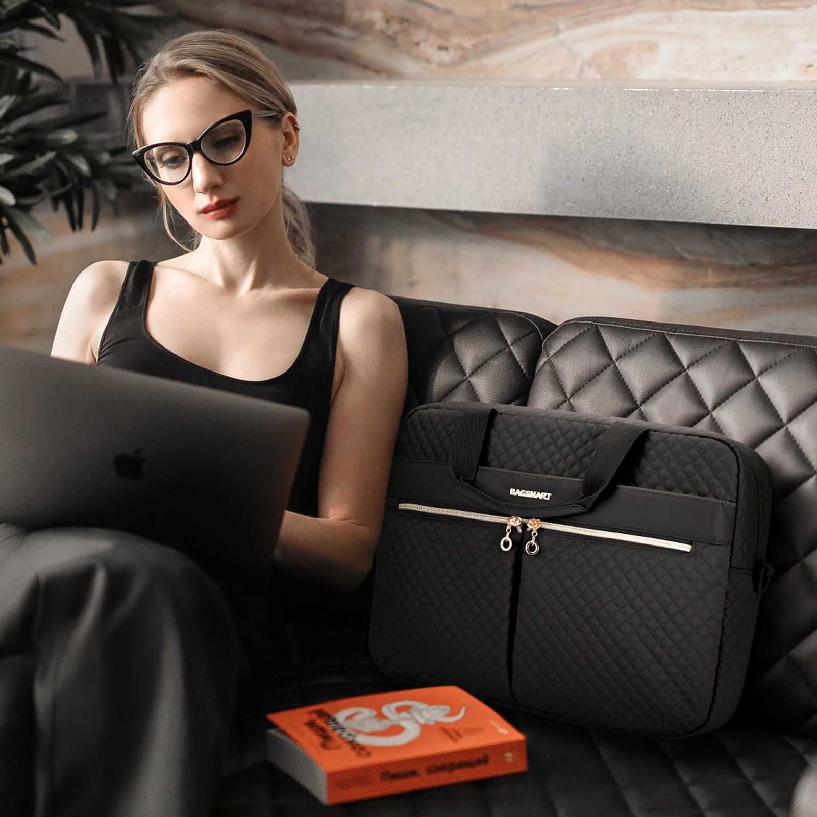 BAGSMART Laptop Bag for Women 15.6 17.3 Inch Macbook Air Pro 13 15 Case Notebook Pouch Computer Handbag Briefcase Work Bag W250610
