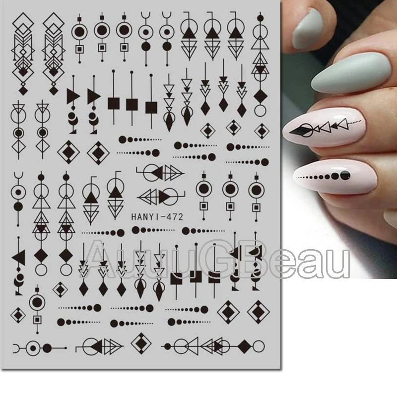 3d Nail Art Decals Geometric Lines Coconut Tree Palms Leaves Flowers Adhesive Sliders Stickers Decorated Manicure 250605