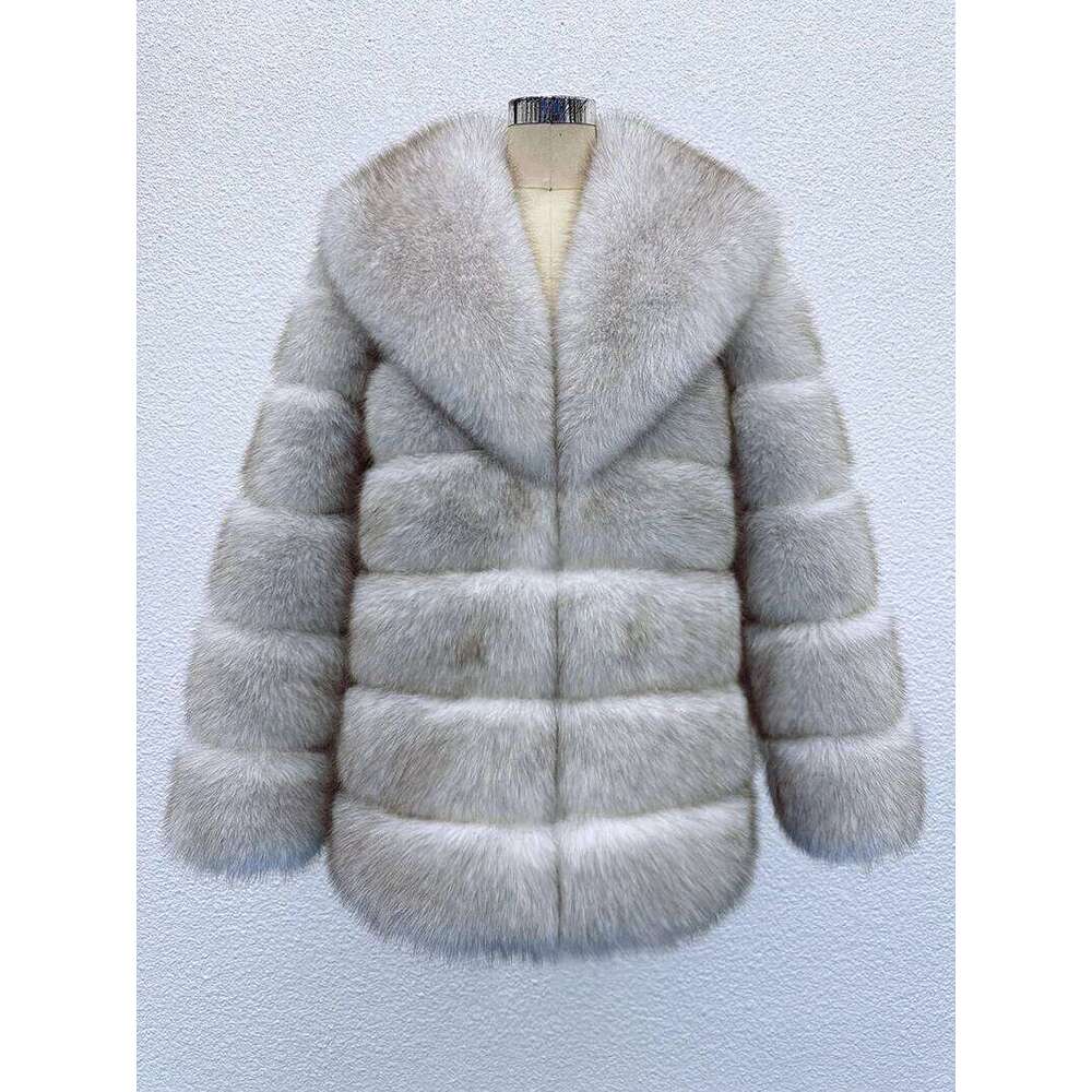 Autumn and Shawl Collar Jacket Fast Shipping New Women Fashion Faux Fox Fur Long for Winter Warm Over Coat