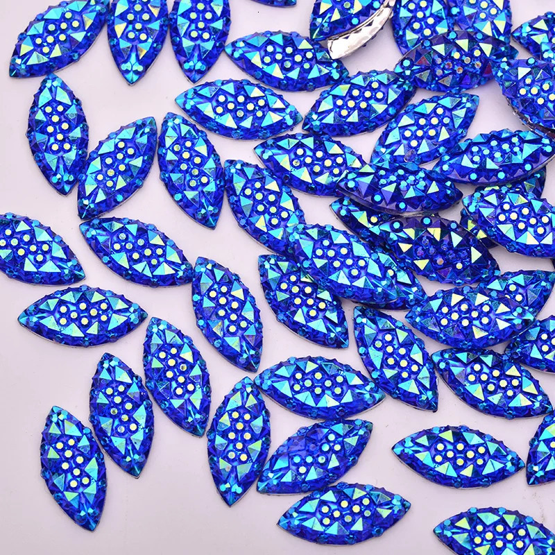 JUNAO 100pcs 715mm Crystal AB Flatback Horse Eye Decoration Stones Non fix Resin Strass for DIY Crafts 250606