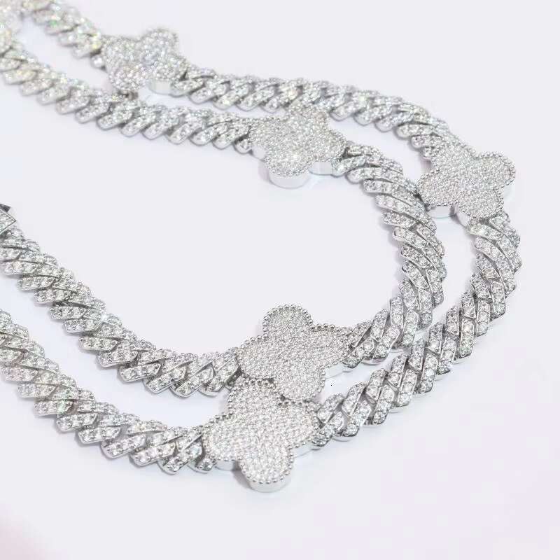 2024 New Arrival Moissanite Clove Cuban Link Chain Hip Hop Jewelry 925 Silver Pass Diamond Test Iced Out Cuban Necklace for Gift