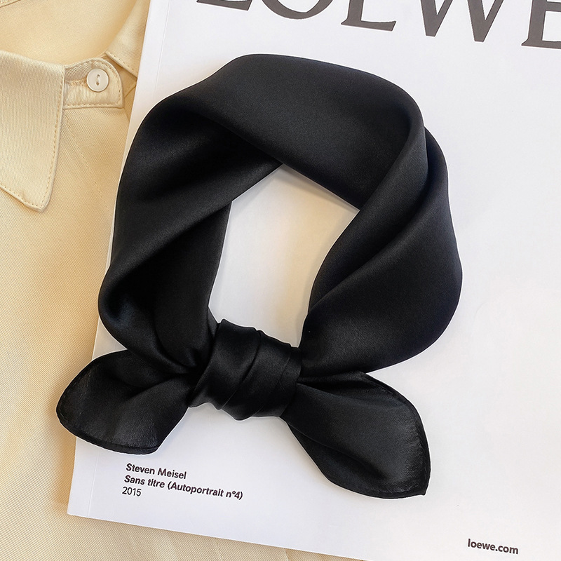 K989 Simulation silk small square elegant solid color 70 silk scarf Hangzhou spring and autumn thin all-match silk scarf decorative scarf