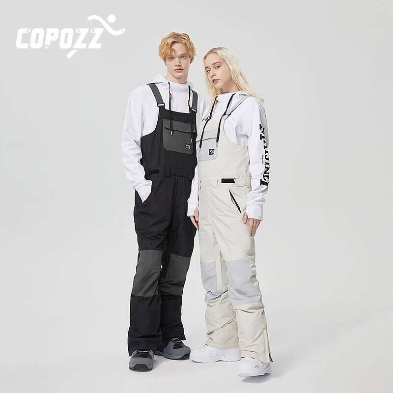 COPOZZ Men Women Ski Pants Windproof Waterproof Bib Overalls Trousers Winter Warm Outdoor Sports Snowboard Skiing Clothing