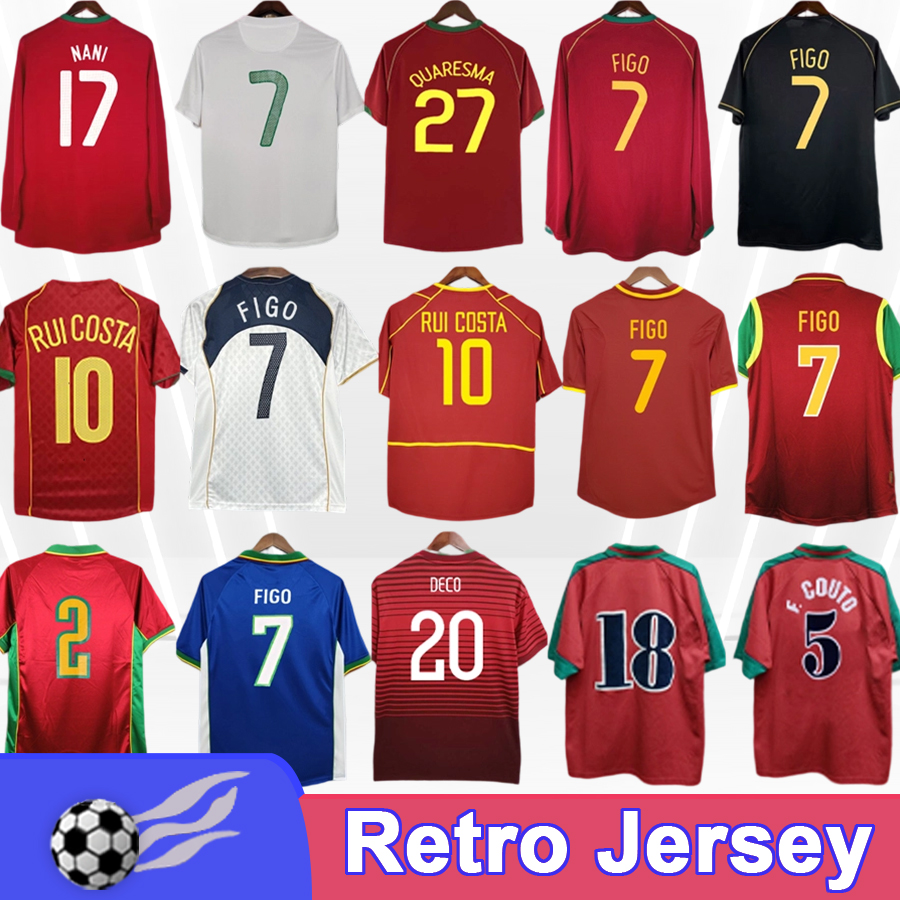 1997 2018 FIGO Mens Retor Soccer Jerseys National Team J. CADETE RUI COSTA F. COUTO QUARESMA Home Away 3rd Vintage Football Shirts