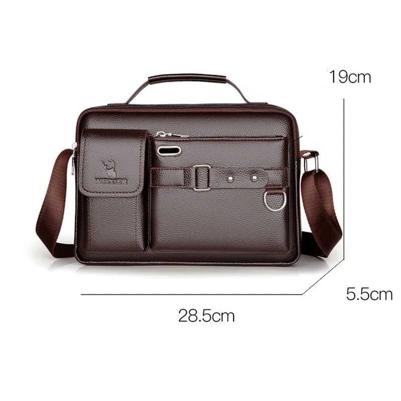Mens PU Leather Shoulder Bag - Fits 10.4 iPad Business Messenger Fashion Crossbody Bag for Work Travel W250610
