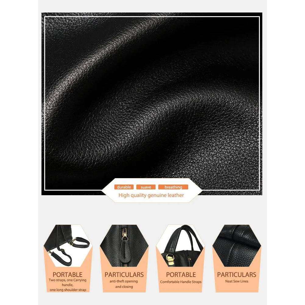 Zency Vintage Women's Genuine Leather Backpack Anti-Theft Large School Bag Designer Travel Satchel Shoulder Crossbody Top Handle