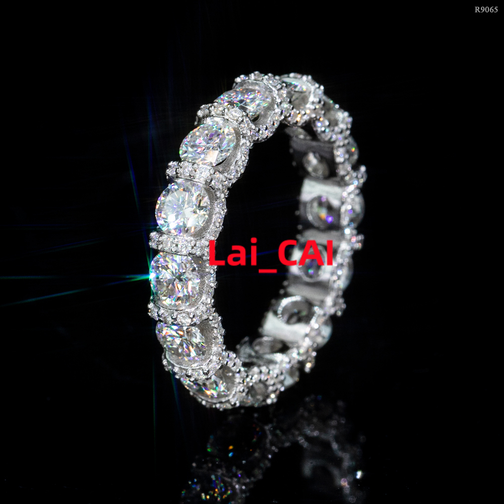Wholesale Factory Price Bling Iced Out Moissanite Jewelry 925 Silver Diamond Jewelry Hiphop Eternity Moissanite Ring