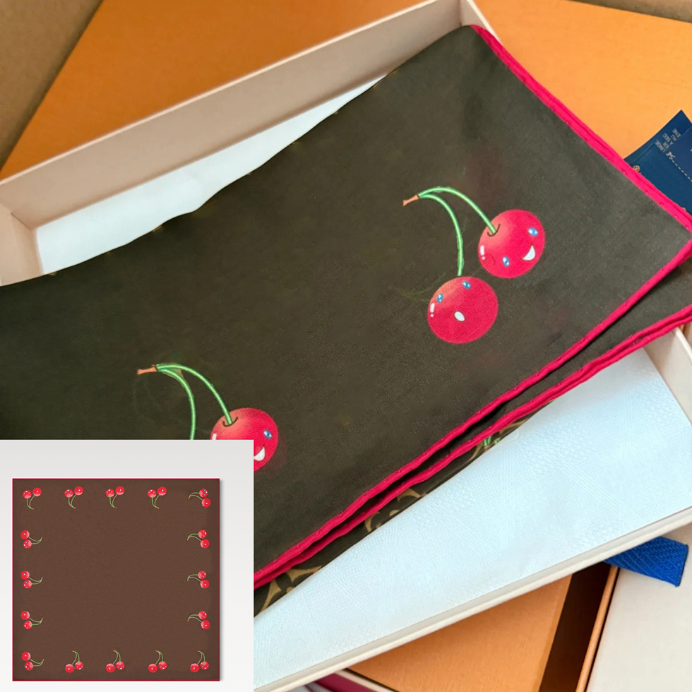 Silk scarf designer oriental cherry scarf for women fashion silk scarf square summer new style silk womens ribbons for work travel outdoor and home headband 05