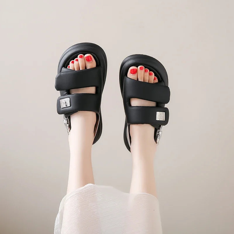 Fashion Shoes for Women Slippers Platform Slides Beige Heeled Sandals on A Wedge Pantofle Sneaker Zapatos Mujer 250609