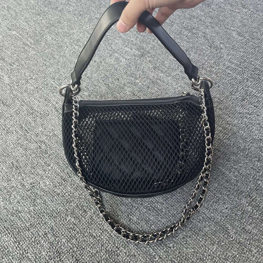 Celebrity style hollow fishing net 2025 new design summer fashion chain one-shoulder crossbody bag women's handbag