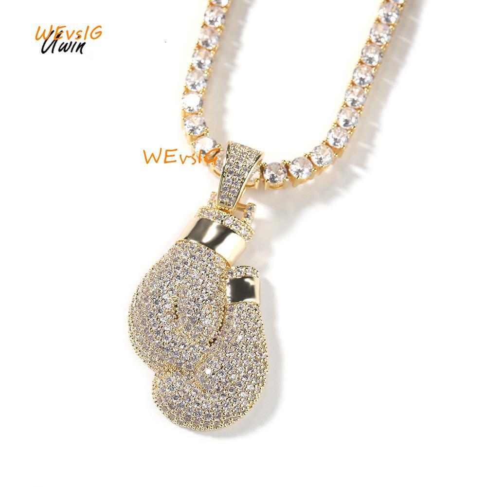 Boxing Gloves Pendent Hip Hop Jewelry Fashion Necklace Brass Zircon Diamond Men Necklace Fashion Pendants Charms