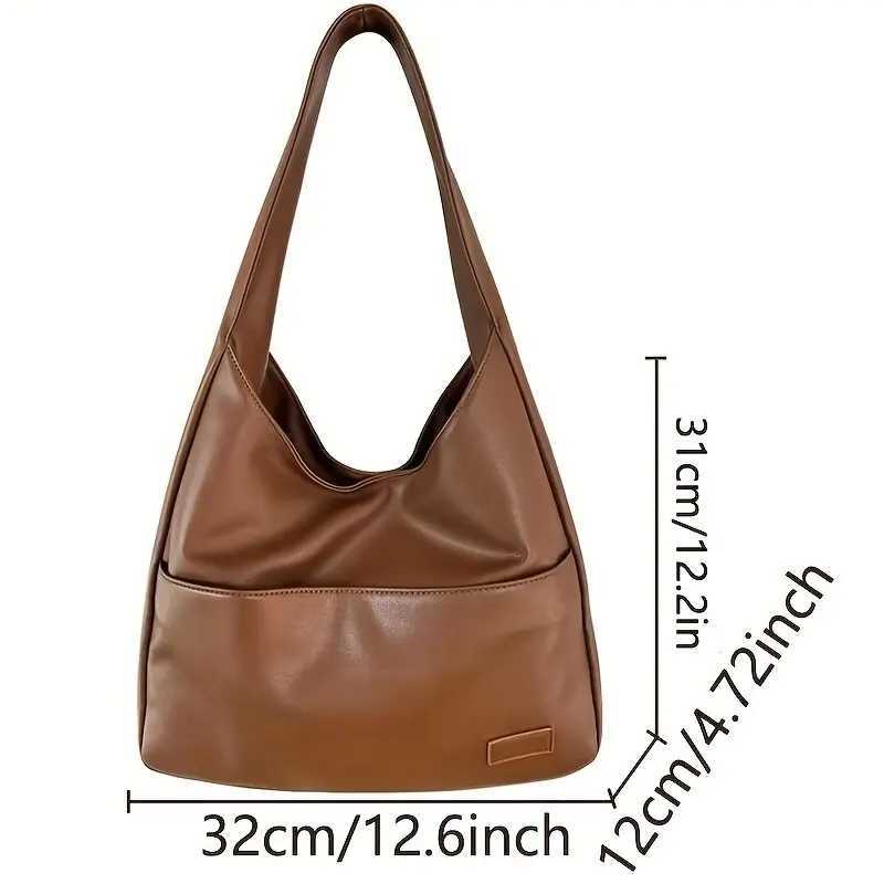 Women Hobo Bag Simple PU Leather Solid Shoulder Bag 2023 Fashion Large Capacity Handbag For School Work XJ250610