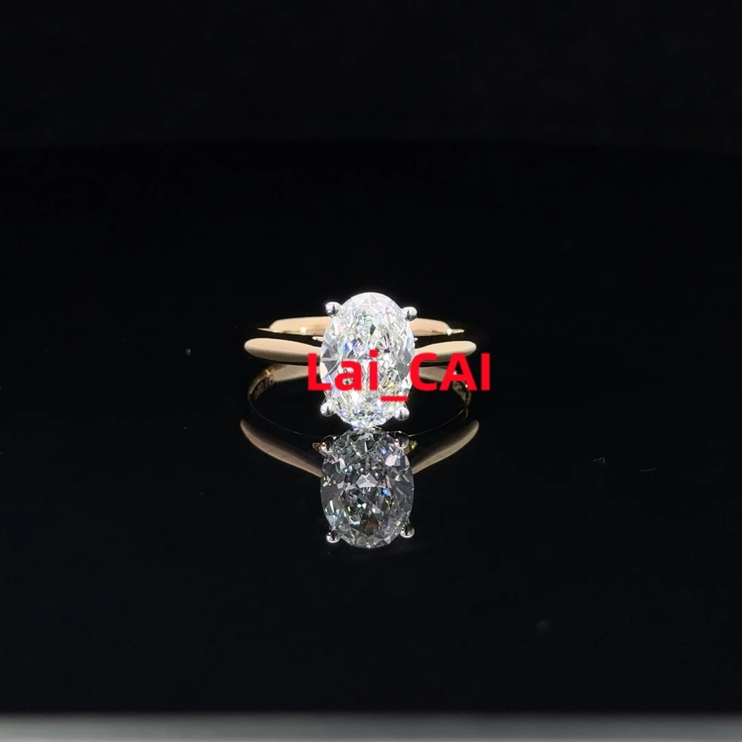 Customizable Solitaire Oval 1ct-4CT White Gold 14K18K IGI Certified CVD HPHT Lab Grown Diamond Ring for Women Engagement Wedding
