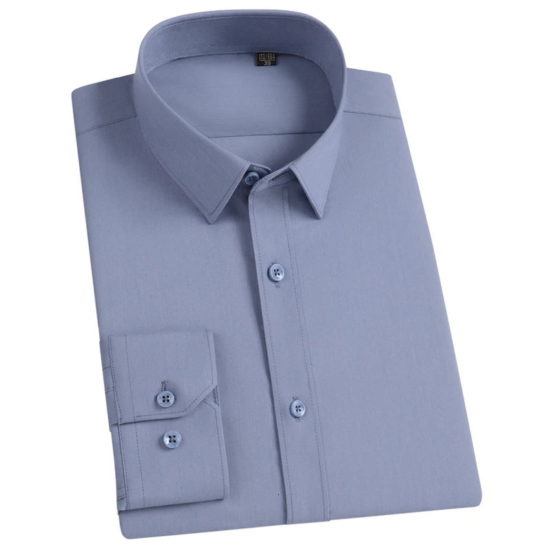 Quality Men Shirt Bamboo Fiber Long Sleeve Anti-Wrinkle Non-ironing Slim Fashion Casual Business Office White Formal Shirt 5XL 250611