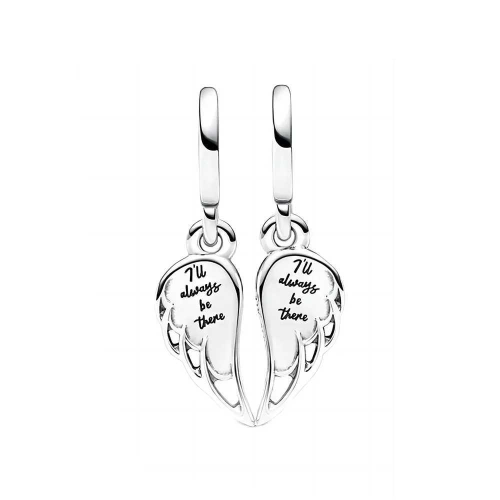 S925 Silver Sparkling Splitable Angel Wings Dangle Charm Fit Original Charms Bracelet Bangle Charm Pendant JewelryXJ250611 - view 4