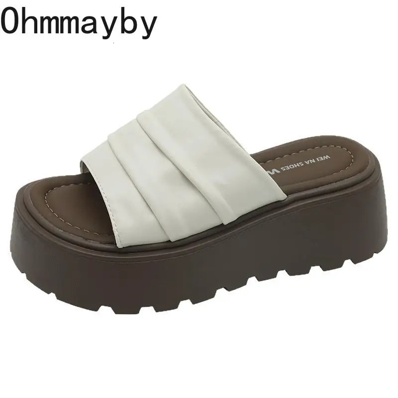 Summer Platform Flats Heel Women Slippers Fashion Open Toe Thick Bottom Slide Ladies Casual Dress Footwear 250609