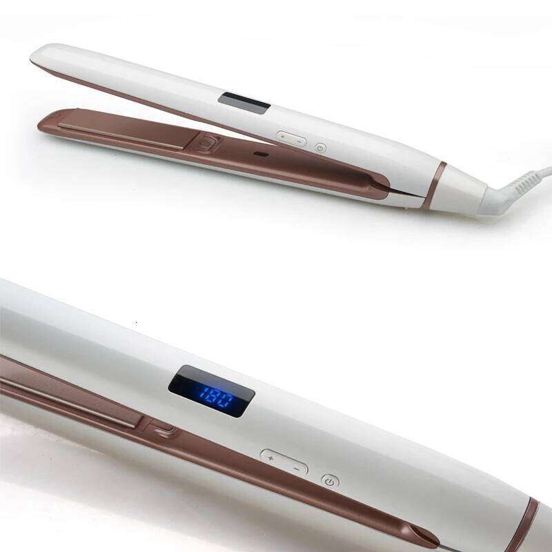 2 in 1 Heated Straightener Comb Professional Irons Curling Brush Gold Titanium Alloy Hair Straightening Flat Iron