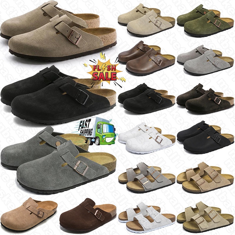 free shipping sandal designer slippers men women clogs suede leather mens stylish slides outdoor comfortable sandals black brown tan grey pink olive shoes hotsale