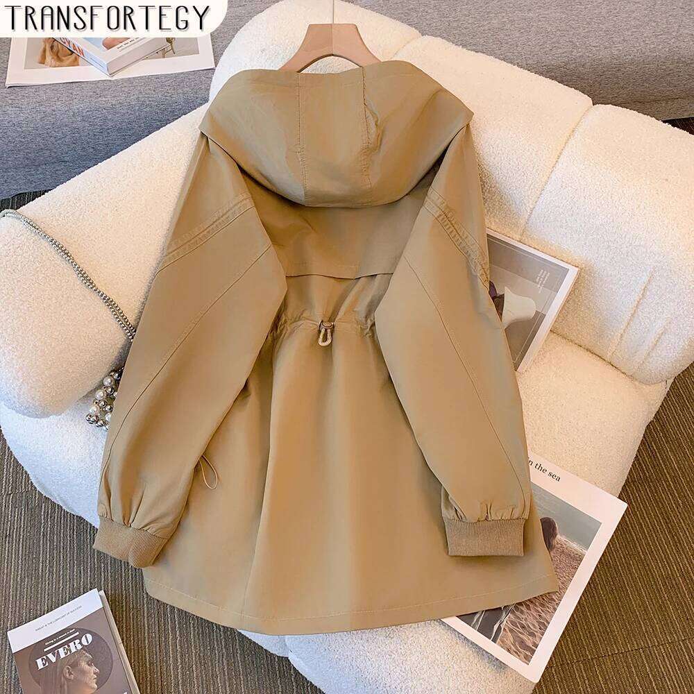 Plus Size Women's Autumn And Winter Casual Hooded Coat Loose Comfortable Windstorm Storm Jacket Solid Color Commuter Top 2024