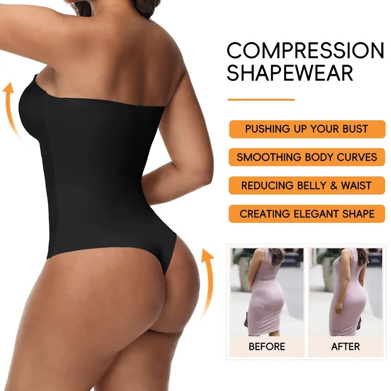 Miss Moly Women Removable Strap Bodysuit S4XL Tummy Control Shapewear Front Closure Hipster Full Body Shaper Corset Sexy Fajas 250610