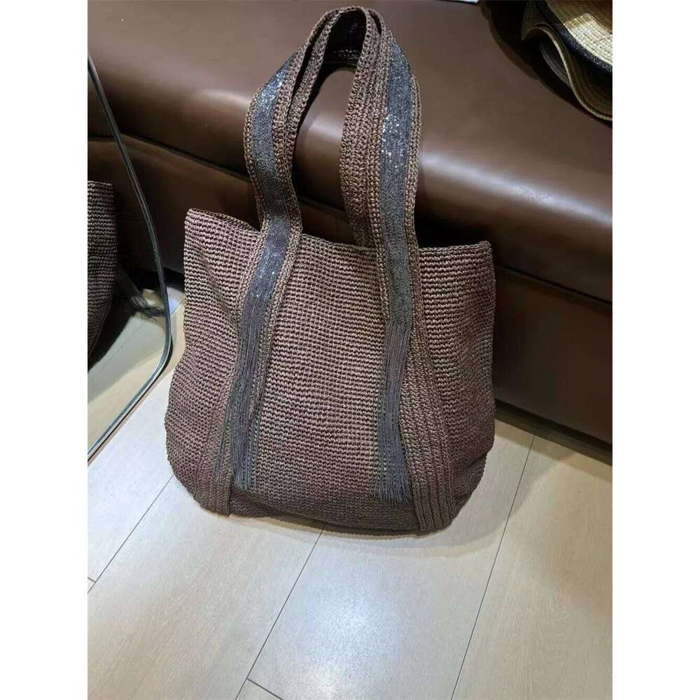 Women's Spring Summer Hand-Woven Straw Shoulder Bag Travel Vacation Tote BagS