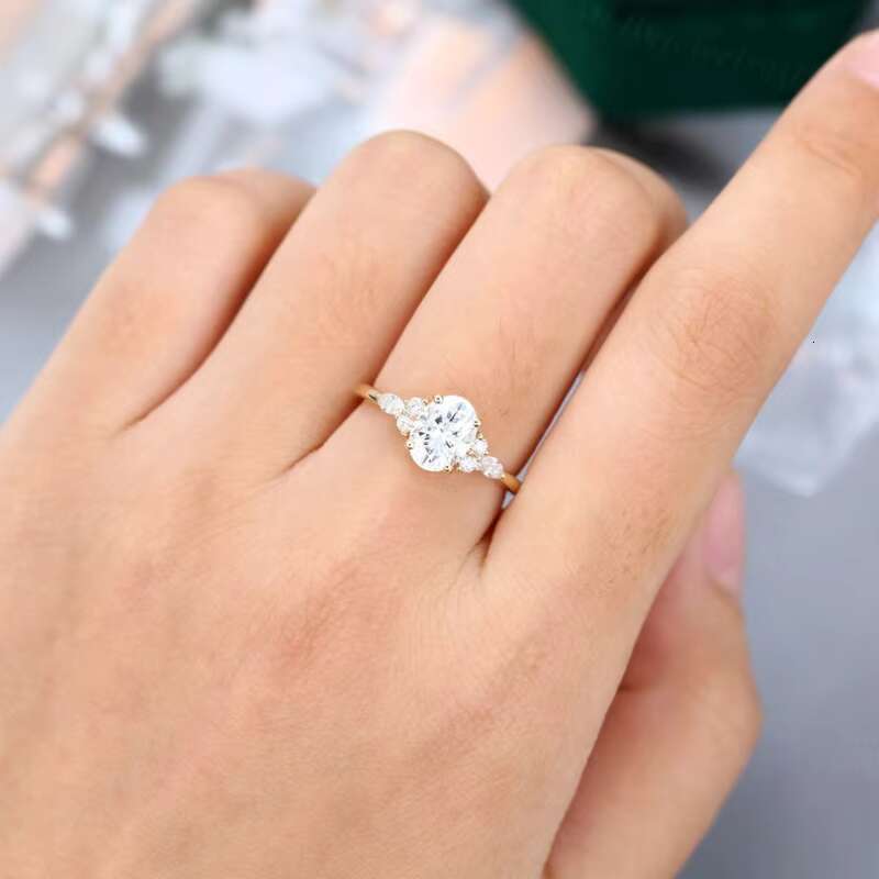 Moissanite Sterling Silver Natural Emerald Pear Pink Rings 2Ct Lab Diamond Engagement Ring For Women Stainless Steel