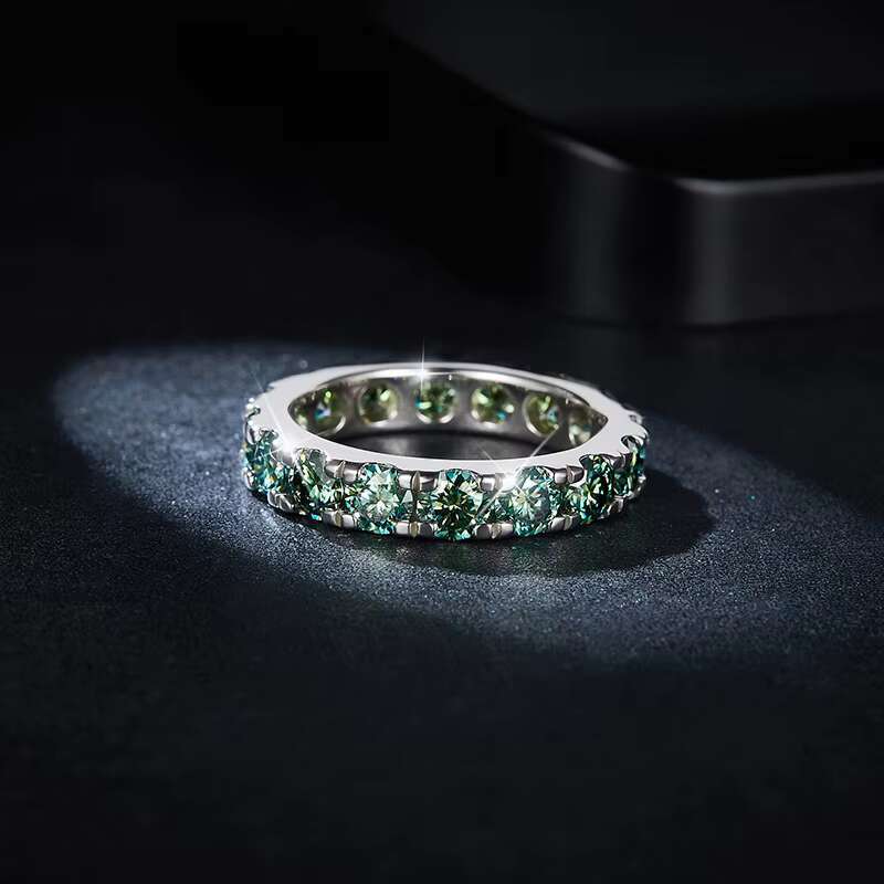 Hip Hop Style round Moissanite Diamond Silver Womens Wedding Ring Lucky Moissanite Man Rings
