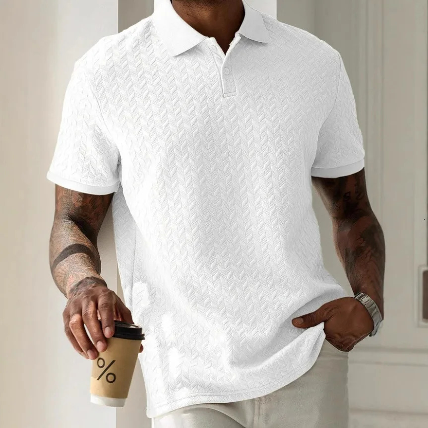 Breathable Versatile Quick Drying Comfortable Mens Slim Fit Solid Color Front Button Short Sleeved Business Casual Polo Shirt 250610