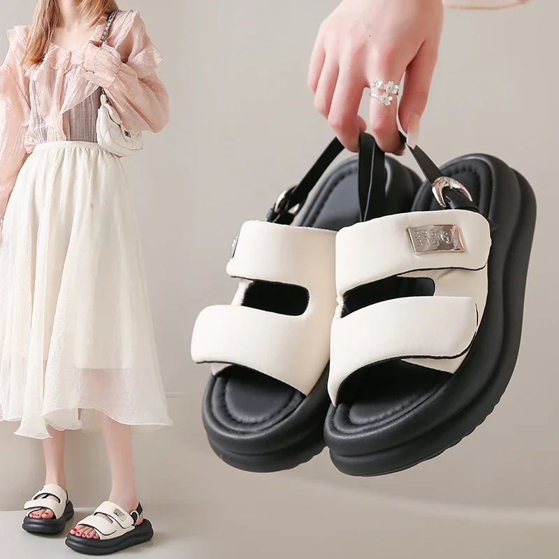 Fashion Shoes for Women Slippers Platform Slides Beige Heeled Sandals on A Wedge Pantofle Sneaker Zapatos Mujer 250609