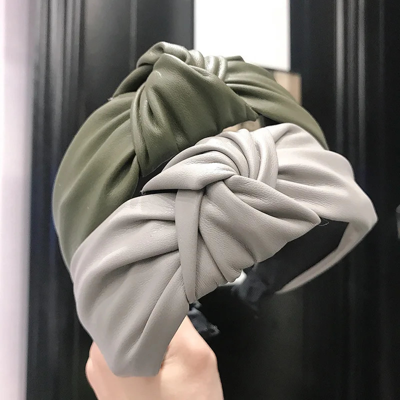 Fashion Solid Colors Hair Knotted Hairband For Women Cross Hair Hoops Leather Knot Girl Hair Accessories Adult Headband Sale 250610