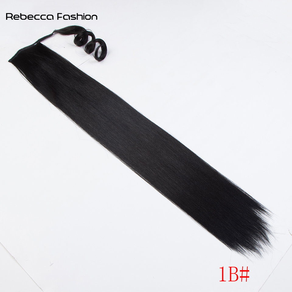 Rebecca Fashion Long Straight 32 Inch Wrap Around Clip In Ponytail Hair Heat Resistant Tail Synthetic Extensions