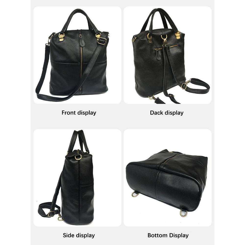 Zency Vintage Women's Genuine Leather Backpack Anti-Theft Large School Bag Designer Travel Satchel Shoulder Crossbody Top Handle