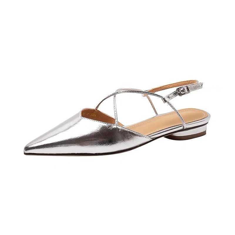 Designer Women Flats Sandals Elegant Pointed Toe Slingback Shoes Woman Summer 2025 Trend Fashion Flip Flops Womens Sandals XJ250610