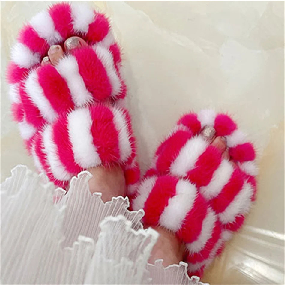 Fur Slippers Women er Shoes Sandals For Women Summer Non-Slip Flip Flops Soft Bottom Fur Indoor Slippers 250609