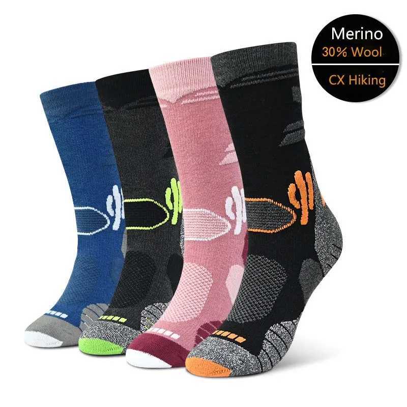 30% Merino Wool Hiking Socks for Men Women Autumn Winter Warm Hiking Trekking Skiing Hunting Fishing Seamless Outdoor Sports Z250610