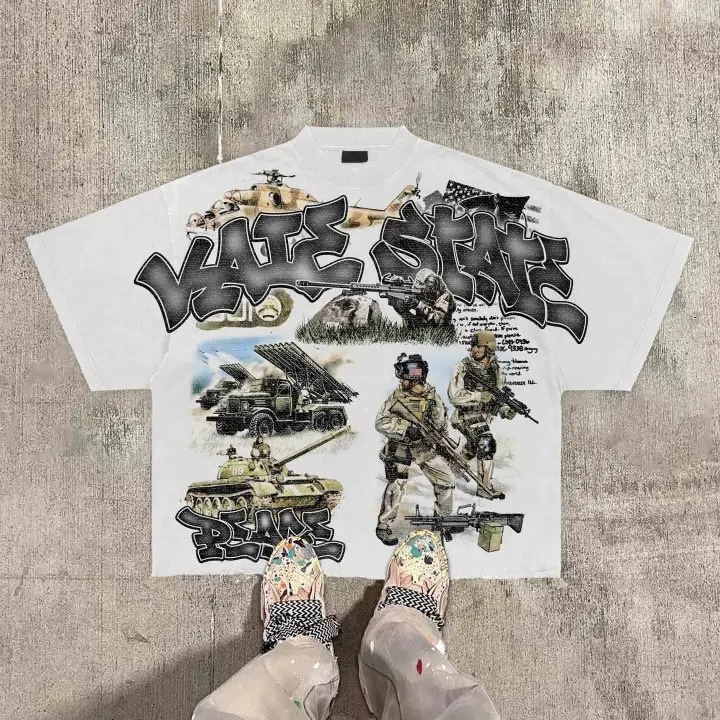 Sopula Vintage Warzone 23 Peace Graphic 100% Cotton T-Shirt Cropped Tees Mens Vintage Casual Cotton Top Mens 250611