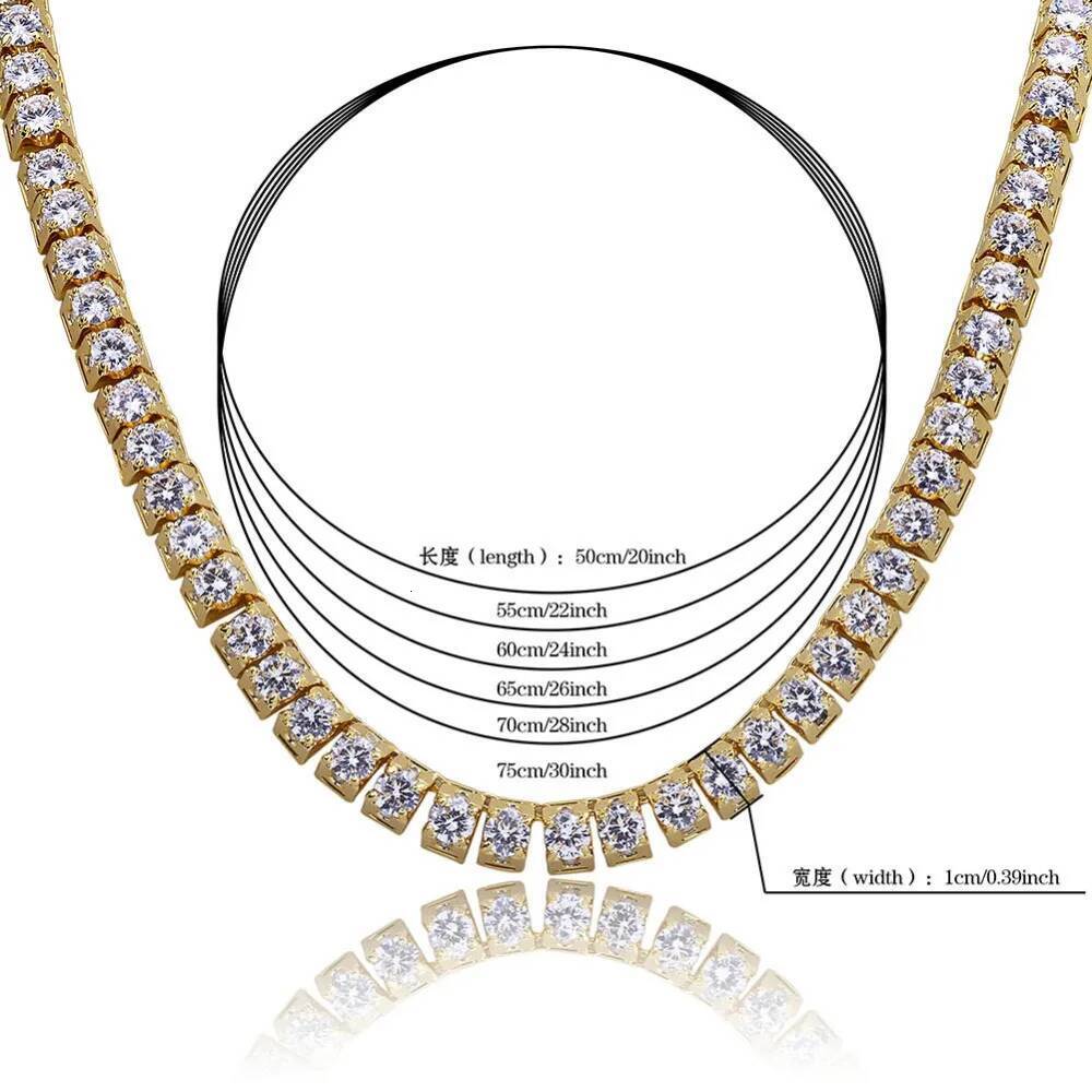 Men's 10mm Hip Hop Bling Iced out Gold Cubic Zirconia Tennis Chain Necklace Single Row CZ Stone Choker Jewelry