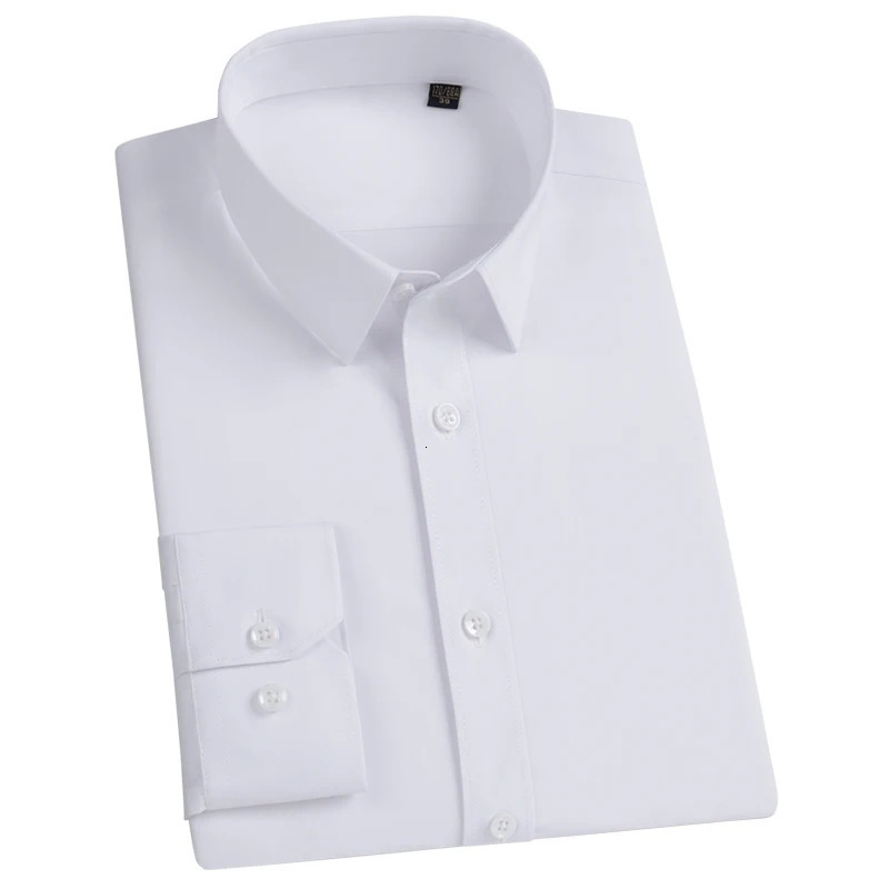 Quality Men Shirt Bamboo Fiber Long Sleeve Anti-Wrinkle Non-ironing Slim Fashion Casual Business Office White Formal Shirt 5XL 250611