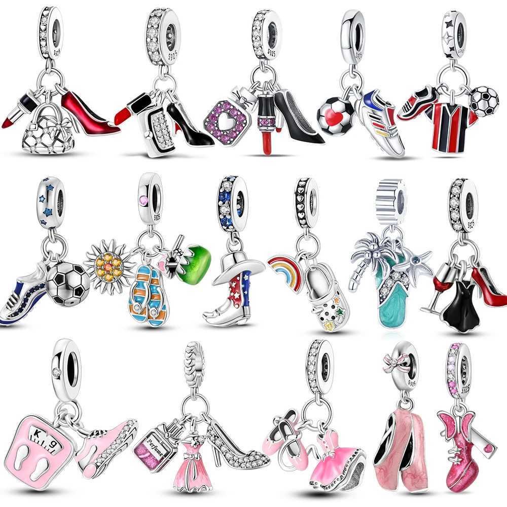 925 Sterling Silver Cowboy Boot Slipper Shoes Dangle Charms fit MULA Bracelet Necklace Enamel Pendant Bead DIY Jewelry Making XJ250611