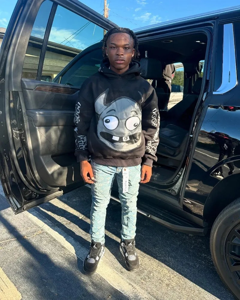 European and American Style Cartoon Print Loose Versatile Hoodie Mens Retro HarajukuY2K Casual Fashion Oversized Sweatshirt 250611