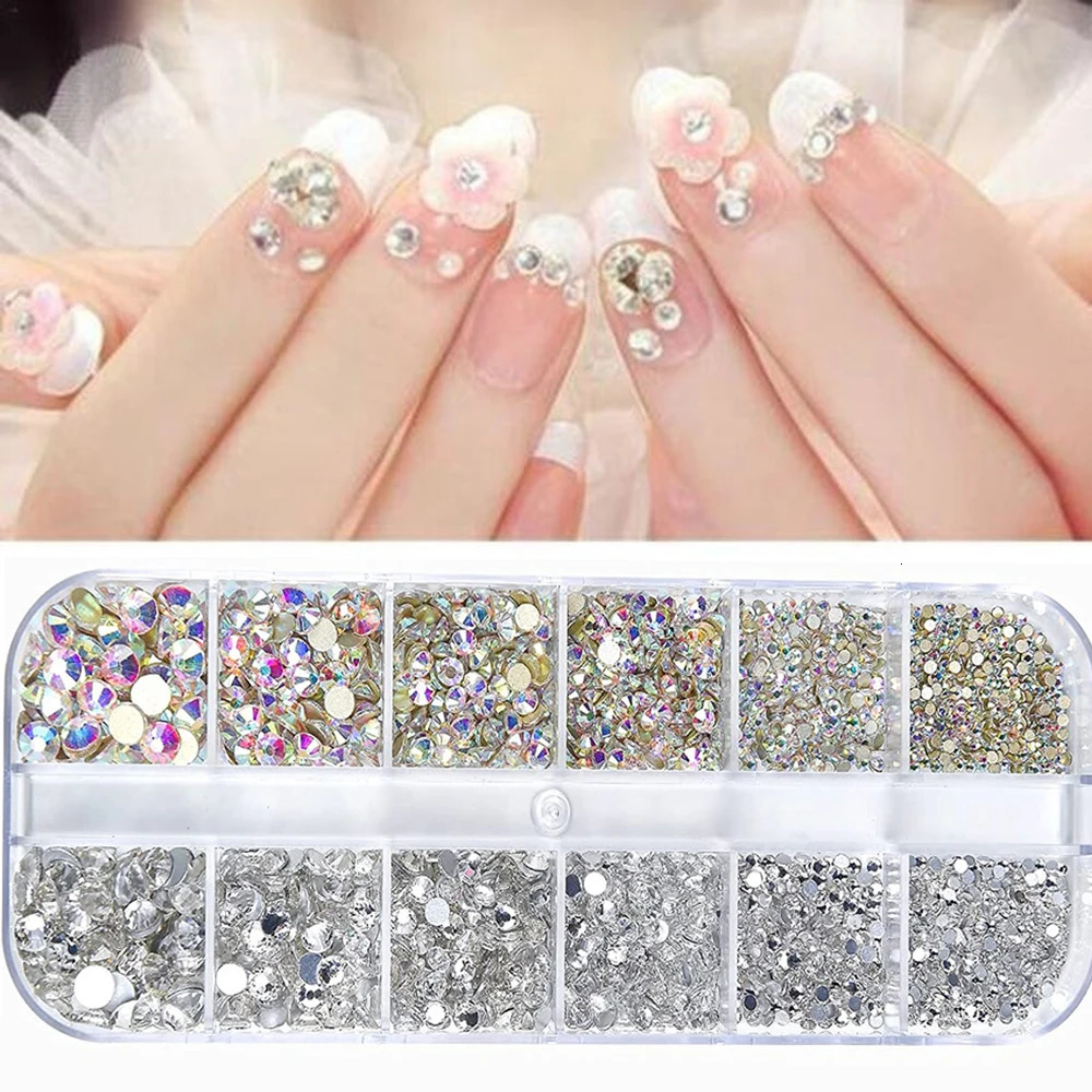 Nail Art s Kit 2400pcs Gems Ab Flatback Stones with Storage Organizer for n Bright Holiday 250606
