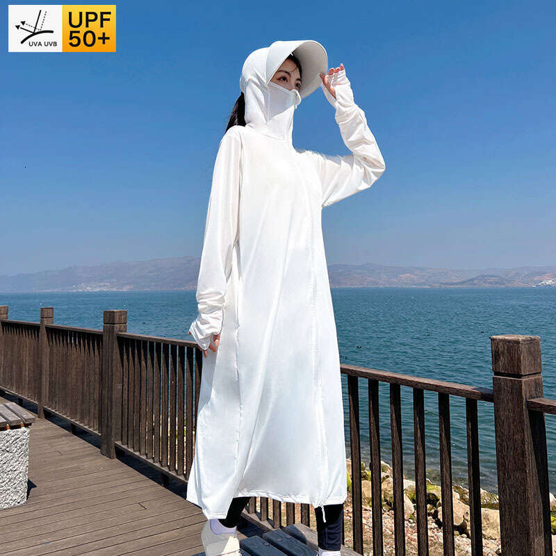 Designer Clothing 2025 Full Body Sun Protection Ice Silk Jacket For Women 2025 Summer New Hooded Long Over-The-Knee Breathable Sunscreen Thin Coat