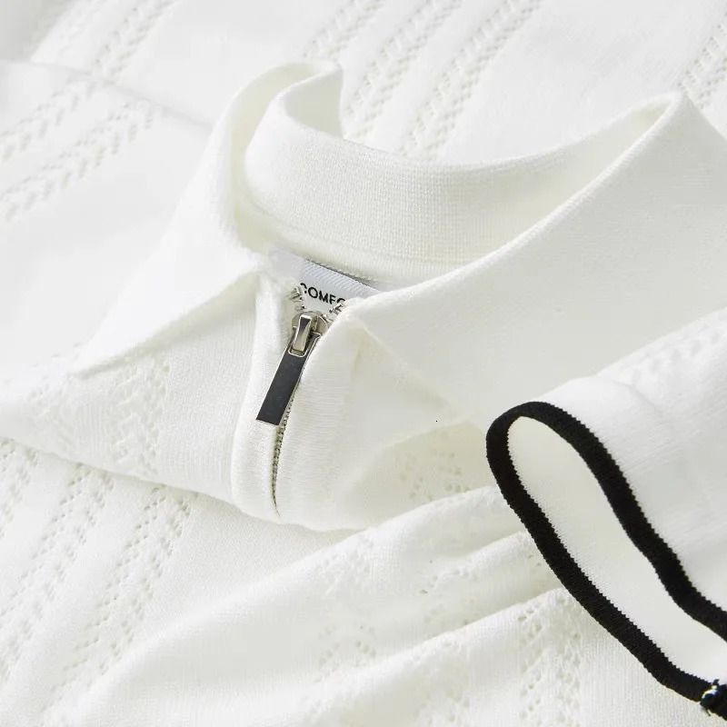 Vintage Striped Ice Silk Knit Polos Mens Summer Casual Breathable Slim Polo Shirts Men Trendy Solid Color Short Sleeve Tops 250610