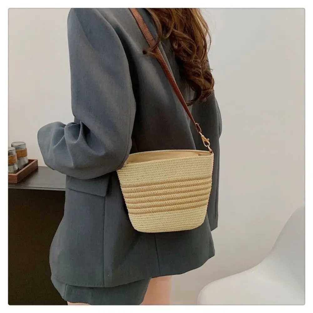 Portable Summer Straw Women Totes Bag Woven Large Capacity Woven Shoulder Bag Zipper Handmade Vacation Beach Bag Girl XJ250610