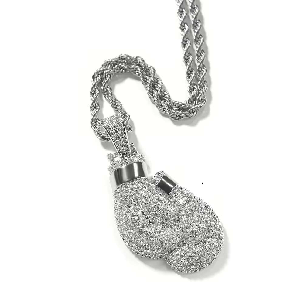 Boxing Gloves Pendent Hip Hop Jewelry Fashion Necklace Brass Zircon Diamond Men Necklace Fashion Pendants Charms