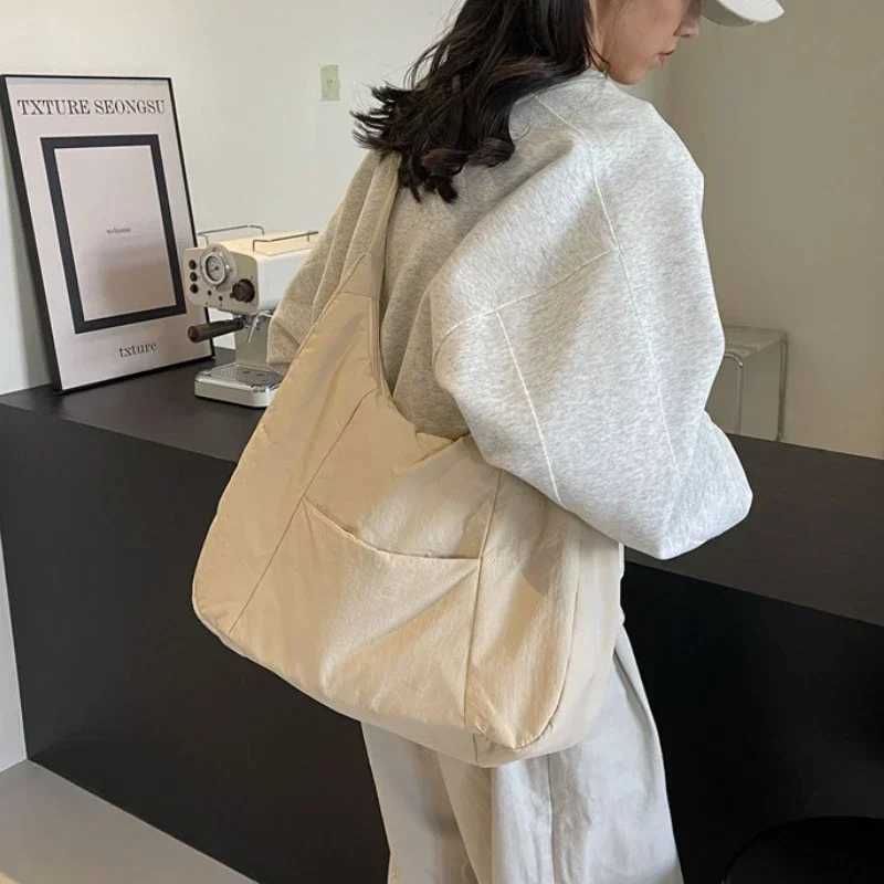 Trendy Womens Soft Cloth Shoulder Bag Solid Color Student 2025 Spring Y2k Casual Style Big Handbags Crossbody Bags for Women XJ250610
