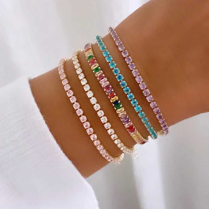 Colorful Crystal Tennis Bracelet for Women Waterproof Multicolor 3MM CZ Wedding Birthstone Hand Chain Jewelry Wholesale XJ250707