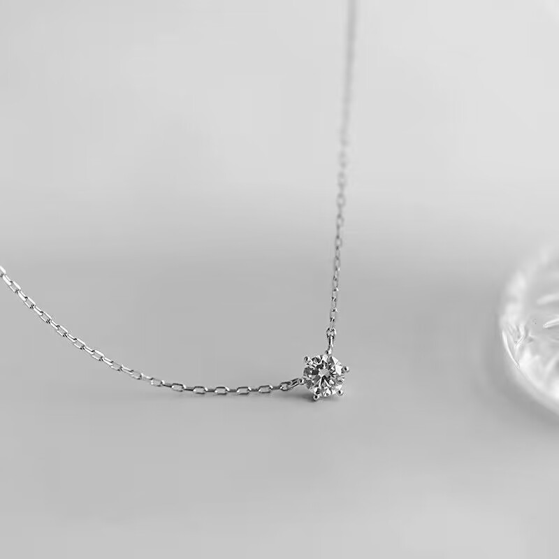 Solid 925 Silver 14K Gold Plated Solitaire Pendant Necklace - Prong Set Diamond Collarbone Chain for Women Wholesale dhgate