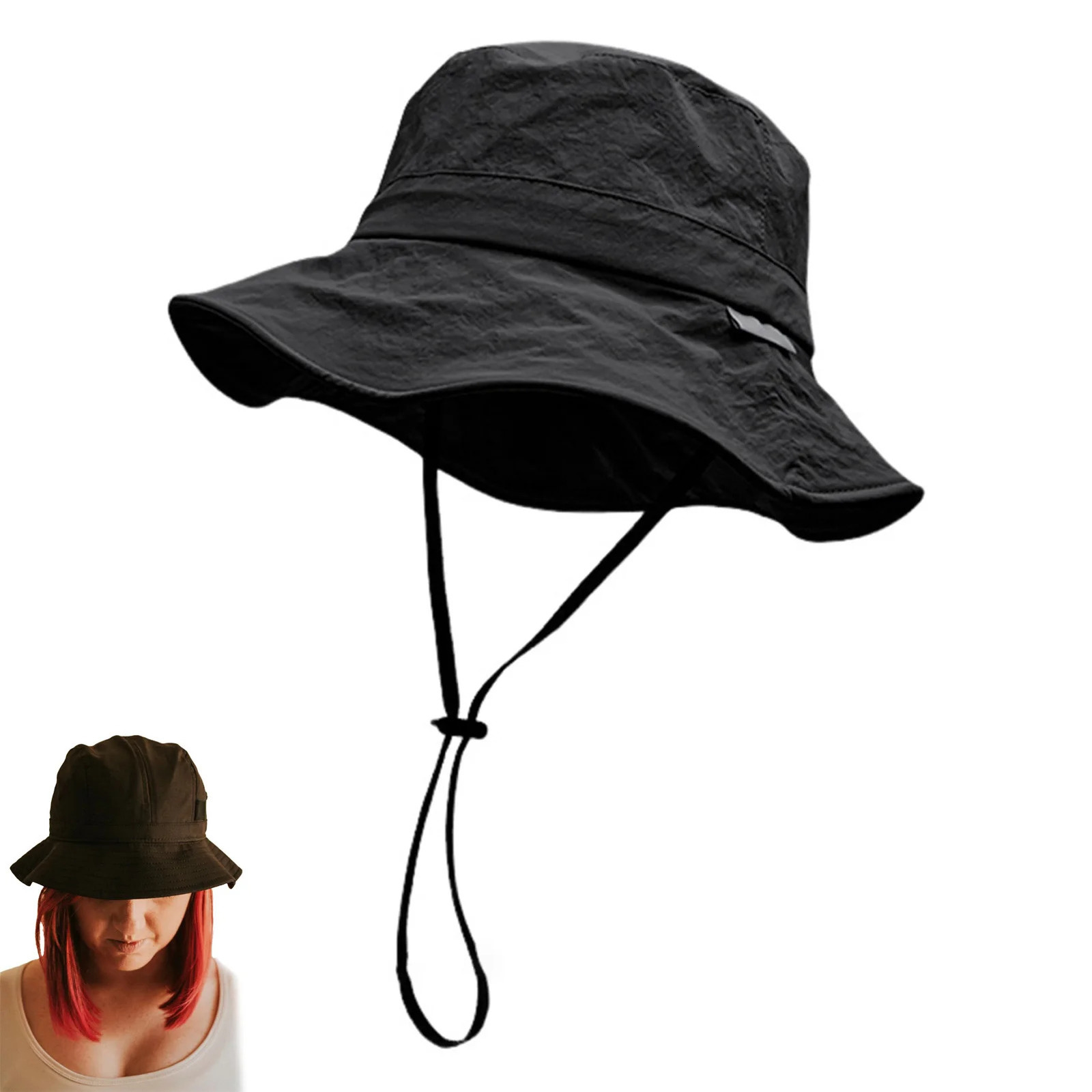 Classic Wide Brim Bucket Hat Drawstring Outdoor Breathable Summer Hats for Friend Family Neighbors Gift MIAO-US 250610