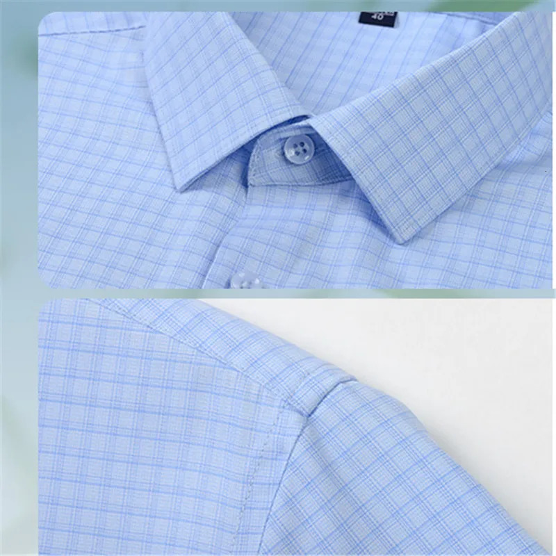 Mens Summer Bamboo Fiber Shirt Short Sleeve Lightweight Casual Breathable Soft Fabric Easy Care Slim Fit Business Casual Wear 250611